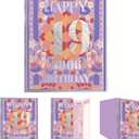 4 x qiqee 2025 19th Birthday Greeting Card, Jumbo Purple 19 Years Old Birthday Gift Card,Memory Back In 2006Envelope