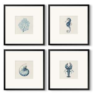 HUARCEY Framed Botanical Wall Art Set of 4, 18"x18" Black and White Leaf Canvas Prints with Glass, Modern Minimalist Nature Wall Decor for Living Room Bedroom Bathroom Office Hallway