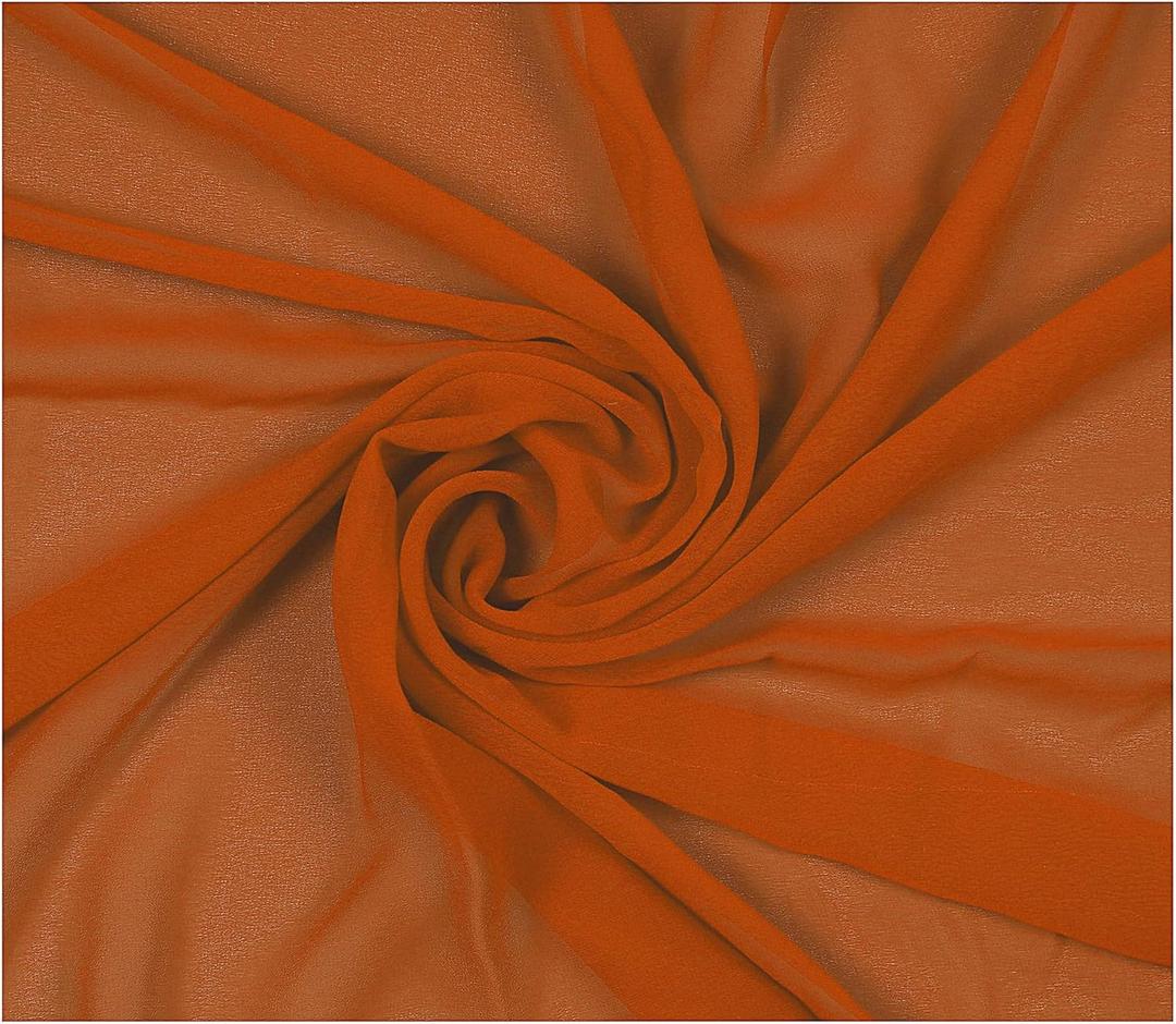 VDS Chiffon Fabric, 10 Yards Continuous Long, 44 Wide, Soft Sheer Arch Cloth for Wedding Engagement Event Party Banquet Decoration Canopy Arbor Drapery Panel Backdrop Bridal Sewing DIY (Brunt Orange)