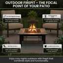 Fire Pit Set, Wood Burning Pit - Includes Spark Screen and Log Poker - Great for Outdoor and Patio, 32 Square Tile Firepit by Pure Garden