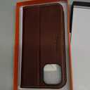 SHIELDON Case for iPhone 12 6.1", Genuine Leather Wallet Magnetic Book Protection Cover, Kickstand RFID Blocking Credit Card Holder Compatible with iPhone 12/12 Pro - Retro Coffee
