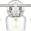 Emak Bathroom Light Fixtures Over Mirror, Brushed Nickel Vanity Light with Clear Glass Shade, 3-Light Vanity Lights for Bathroom, Mirror, Makeup Desk, VL122-BN-CG-3