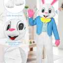 SOMSOC 6 Pieces Easter Bunny Costume Set Adult Rabbit Costume One Piece Suit Waistcoat Bow Tie Shoes Party Favors