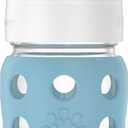 Lifefactory 8-Ounce Wide Neck Glass Baby Bottle with Protective Silicone Sleeve and Stage 2 Nipple, Denim (LG2211WDE4)
