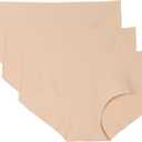 WANDER Womens Seamless Underwear 3-Pack Pure Invisible Breathable Brief Ladies Stretch Hipster Panties (Large, Nude)