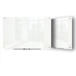J&J worldwide Glass Dry Erase Board 23 x 35, Whiteboard Magnetic, Large Frameless White Boards for Walls, Includes Magnets, Marker Tray, Eraser for Office, Home, School