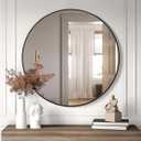 ANDY STAR Round Bathroom Mirror, Round Black Mirror 32 inch, Matte Black Circle Mirror with Anti-Rust Stainless Steel Metal Frame, Modern Vanity Mirror Wall Mount, Easy to Install