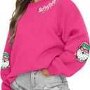 UNIQUEONE Christmas Sweatshirt Women Christmas Xmas Sweater Merry and Bright Long Sleeve Shirts Holiday Pullover Tops (Pink)