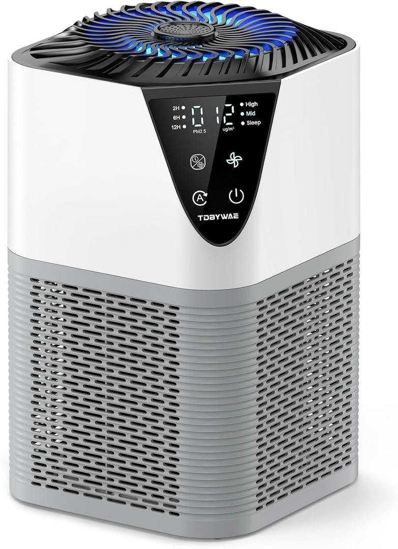 Air Purifiers for Home Large Room up to 1750 Sq Ft, H13 True HEPA Filter Air Purifiers for Bedroom Smoke/Pet Dander/Pollen, 25dB Quiet for Home,Bedroom,Office (Ivory White & Haze Gray)