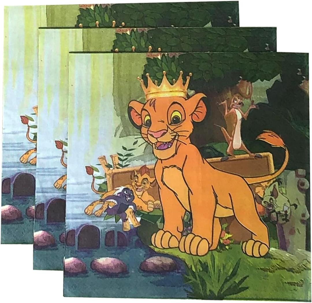 40PCS Lion King Beverage Napkins- Add a Roaring Touch to Your Celebrations with Our Vibrant,Themed Napkins 6.5"