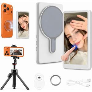 4'' Touchscreen Magnetic Vlog Selfie Monitor for iPhone & Android, 4K Wireless Mirroring Back Camera Screen with Bluetooth Remote Control, Portable Phone Display for YouTube, TikTok, Live Streaming