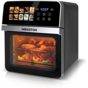 10QT Air Fryer Toaster Oven Combo with 10 Presets, Family Size Compact Oven for Roasting Whole Chicken/Double Cooking, Stainless Steel Interior, Easy Clean, Includes 2 Accessories & Recipe, Extra Large