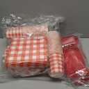 Funnymoom 400 Pcs Gingham Party Supplies for 50 Guests Red and White Paper Plates and Napkins Knives Spoon Fork Cup Disposable Checkered Dinner Party Set Cutlery for Baby Shower Wedding Favor