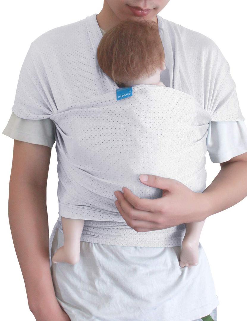 Baby Wrap Sling Carrier for Newborn, Infant, Toddler, Kid | Breathable Lightweight Stretch Mesh Water Sling | Nice for Summer, Pool, Beach, Swimming | Perfect Shower Gift White