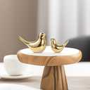 Small Animal Statues, Gold Bird Figurines Home Decor, Modern Home Decorative, Ceramic Decor for Office Desktop, Bookshelf, Bedroom, Living Room, Cabinets (Gold 2 Pcs)