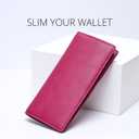 Alldaily Ultra Slim Thin Women Wallet RFID Blocking Credit Card Holder Bifold Long Ladies Billfold (Fuchsia Purple)