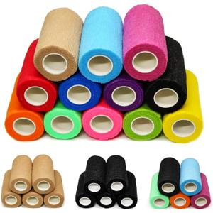 OZER 12 Pack 4 Inch x 5 Yards Self Adhesive Bandage Breathable Cohesive Bandage Wrap Rolls Elastic Self-Adherent Tape for Stretch Athletic, Sports, Wrist, Ankle (Colorful)