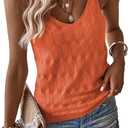 Verdusa Women's V Neck Spaghetti Strap Sleeveless Pointelle Knit Cami Top (X-Large, Orange)