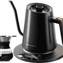 Electric Kettles Gooseneck Electric Kettle with 1F Precision Temp Control Fast Boiling Pour Over Coffee & Tea Kettle, 304 Stainless Steel, BPA-Free, 0.9 Liter, Black(Kettle + Pour Over Coffee Maker)