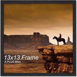 A PLUS MAX Square 13x13 Frame, Black Engineered Wood Picture Frame for 13 x 13 Picture Poster Photo, Light Weight 13 by 13 Frame with Wood-grain for Wall - 1 Pack/Black/13 x13