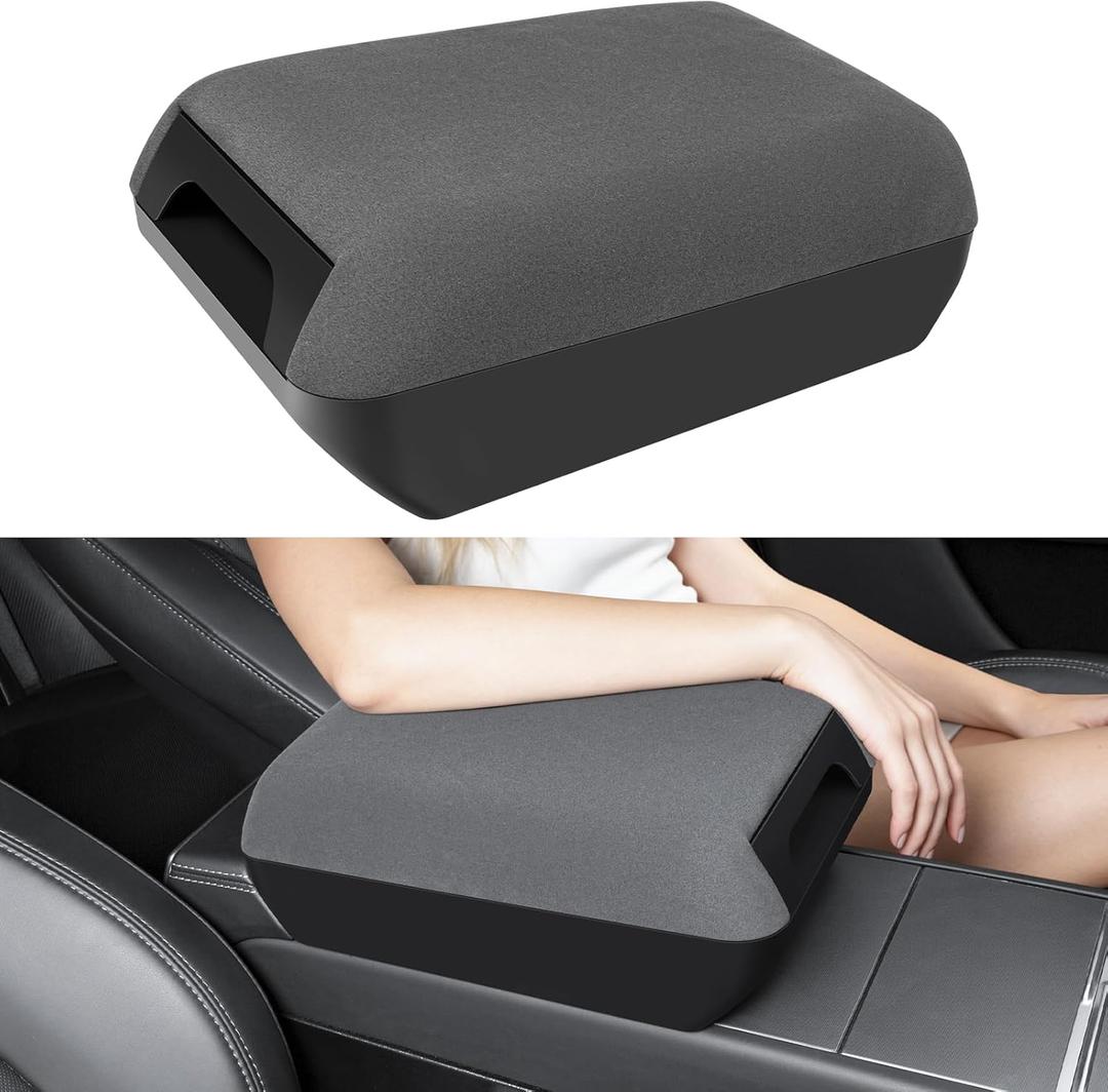 KUNIST Armrest Box Cover for 2026 Tesla Model Y Juniper [Elevated] Soft PU Leather Center Console Armrest Cover Cushion for 20252026 New Model Y & 20242026 Model 3 (Standard, Premium & Performance)