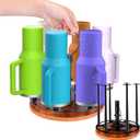 Palksky Tumbler Drying Rack for Stanley Cup Accessories, Water Bottle Organizer for Stanley 40 Oz Tumbler with Handle, 6 Slots Rotatable Cup Drying Rack Storage Holder