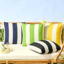 Allorry Outdoor Pillow Covers 20x20 Set of 2 Navy Blue Striped Decoration Throw Pillow Covers for Spring Summer Outdoor Waterproof Garden Patio Furniture Sofa Bed Home Decor JB007-D20