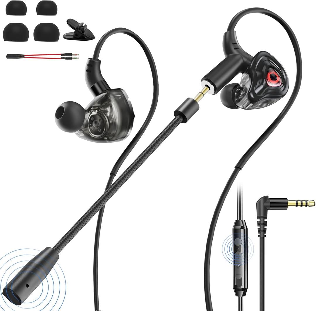 BlueFire Wired Gaming Earbuds with Microphone, Deep Bass in-Ear Monitors Earphones, HiFi Noise Cancelling Headphones for Music Gaming Video Calling