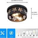 Glintawn 10.6 inch Black Flush Mount Ceiling Light Fixtures, 2-Light Ceiling Mount for Industrial, Crystal Light Fixtures for Farmhouse, Bedroom, Living Room, Kitchen, Hallway and Foyer (1 Pack)