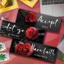 ZINYAZHE 3 Pcs Red Decor Flower Inspirational Wooden Wall Art Red Roses Office Wall Decor with Accept Let Go Have Faith Positive Quotes for Girl Women Bathroom Living Room Bedroom(16 x 5 Inch)