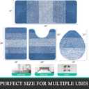 Bsmathom Bathroom Rugs Sets 4 Piece with Toilet Lid Cover, Non-Slip Bath Rugs for Bathroom, Microfiber Shaggy Absorbent Bath Rugs with U-Shaped Toilet Rug, Blue