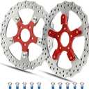 MoKitDora 11.8" Front Brake Double Disc Rotors for Harley 2008-up Touring Electra Glide Road Glide Ultra Limited Trike Freewheeler Models Anodized Natural Finish, Red