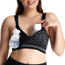 Momcozy Seamless Pumping Bra Hands Free, Fixed Padding Hands-Free Pumping & Nursing Bra, Wireless Comfort Pumping Bra, L