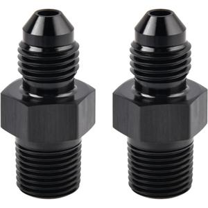 EVIL ENERGY 4AN Male Flare to 1/8" NPT Pipe Fitting Adapter Aluminum Straight Black 2PCS