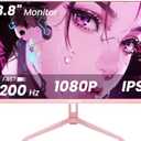 SKitphrati Pink 24 inch Gaming Monitor 200Hz Refresh Rate FHD 1080p Resolution Fast IPS Panel 1ms GTG Response Time Adaptive Sync Built-in Speakers Pink Monitor