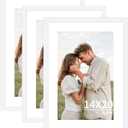YESKAY 14x20 Picture Frame 3 Pack - White Poster Frame Display Pictures 11x17 with Mat or 14 x 20 Without Mat for Wall Hanging Horizontal and Vertical