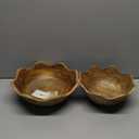 Mela Artisans Scalloped Decorative Wooden Bowls Set of 2 |12 Inch &10 Inch Mango Wood Fruit | Serving Bowls | Natural Grain Texture | Kitchen Counter | Snacks | Desserts | Bread | Handcrafted Decor