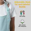 Kids Aprons for Cooking Waterdrop Resistant Aprons for Girl & Boy Toddler Apron for Painting, Gardening, Baking, Smock (Plaid Water Green, Medium (6-10 years)