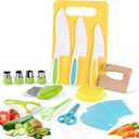 16PCS Montessori Kitchen Tools Cookware Baking Toy, Toddler Baking Set for Real Cooking includes 3 Serrated Edges Plastic Toddler Knives, Cutting Board, Y Peeler, Egg Beater, Toddler Food Picks