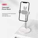 OATSBASF Cute Chat Stand, Angle Height Adjustable Cell Phone Stand for Desk, Kawaii Phone Holder Stand for Recording, Compatible with iPhone, All Phones (White)