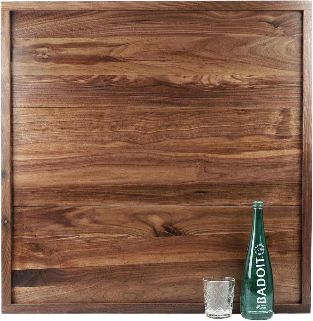 32 x 32 Inches Extra Large Square Black Walnut Wood Ottoman Tray, Serve Tea, Coffee Classic 2.65 Feet Wooden Decorative Serving Tray