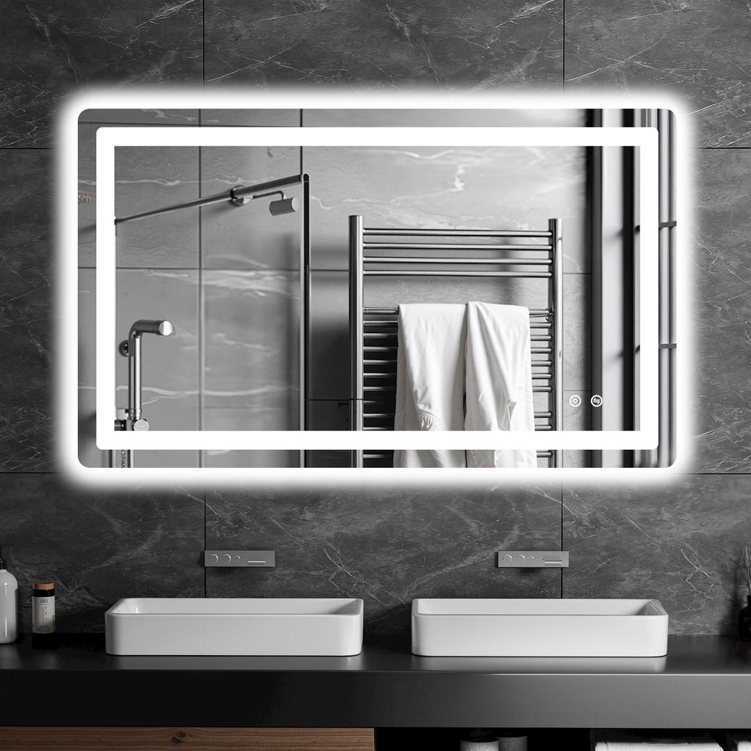 TRAHOME 24"x40" LED Bathroom Vanity Mirror with Lights, Front and Backlit Wall Mirror, Anti-Fog, Dimmable 3 Color Lighting, Memory Function, Shatterproof Glass, Plug-in or Hardwired