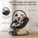 Baby Swing for Infants with 5 Point Harness, 5 Speeds Infant Swing with Soft Cushion, 10 Songs and Bluetooth Music for Newborn, Remote Control & Touch Panel Use, Black