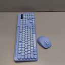 Wireless Keyboard and Mouse Combo, Retro Round Keycaps, Full-Size Cute Typewriter Keyboard with Large Phone/Tablet Holder, Auto-Sleep, 2.4GHz Cordless Connection for Windows/PC/Laptop (Sky Blue)