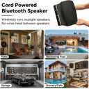 6.5 Inch Wall Mounted Bluetooth 5.4 Speakers, Peak 400W Indoor/Outdoor Waterproof Multi-Sync 200 Speakers/Auto-Pairing Auracast/Remote Control, 120 FT Range for Patio/Garage/Home (NO MIC,Black, Pair)