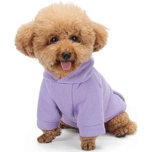 Winter Dog Hoodie with Pockets - Solid Color Polycotton Sweatshirt for Small, Medium, and Large Dogs - Soft, Warm, Cozy Pet Clothing for Cold Weather - Ideal for Outdoor Walks.Purple-XL