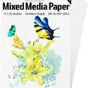 Mixed Media Paper 60 Sheets, 9 X 12 Inches 140 LB/300 GSM Heavyweight Cotton Paper Smooth/Medium Rough Texture Art Paper for Watercolor, Gouache, Marker, Painting, Drawing, Sketching