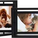 EXYGLO 2 Pack 5x7 Rustic Rotating Floating Picture Frames, Photo Frames for Vertical or Horizontal Tabletop Display, Black