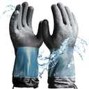 Schwer 100% Waterproof Winter Work Gloves, Long Freezer Glove with Water-based PU Coating, Ultimate Warmth, Non-Slip, Thermal Glove for Outdoor Activities & Daily Work, Hiking, Camping, Washing, XL (Black)