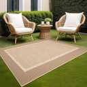 ILANGO Jute Area Rugs for Outdoor, Patio Woven Washable Rugs 5'x7', Natural Farmhouse Rugs for High Traffice Areas, Non Slip Carpet with Rubber Backing for Patio Backyard Balcony Porch